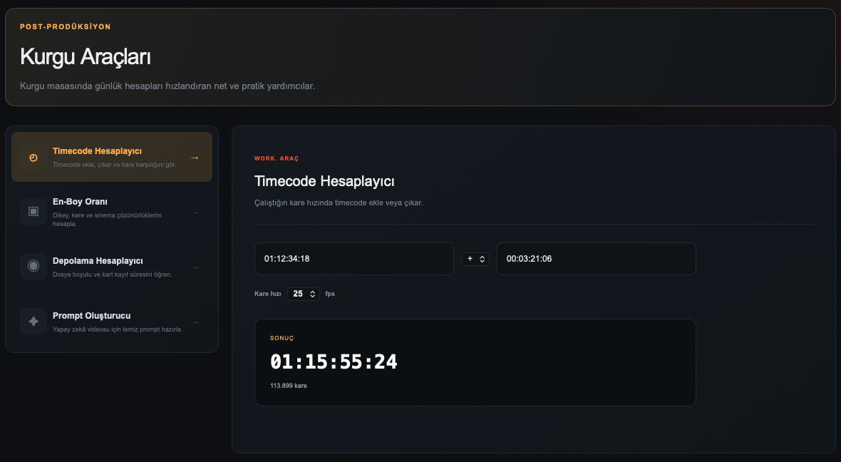WORK timecode hesaplayıcı